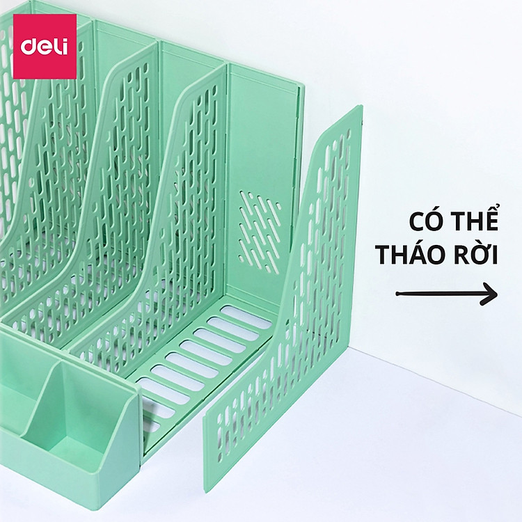 Khay đựng tài liệu Deli 4 ngăn màu pastel nhỏ gọn - Ảnh 3