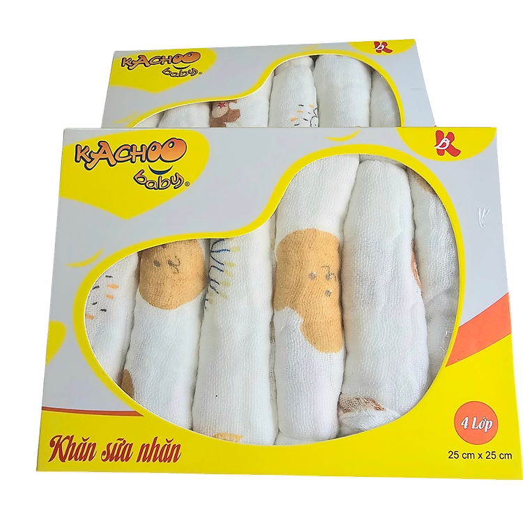 Hộp 6 khăn sữa cotton 4 lớp cho bé Chính hãng Tiết kiệm - Hình ảnh 4