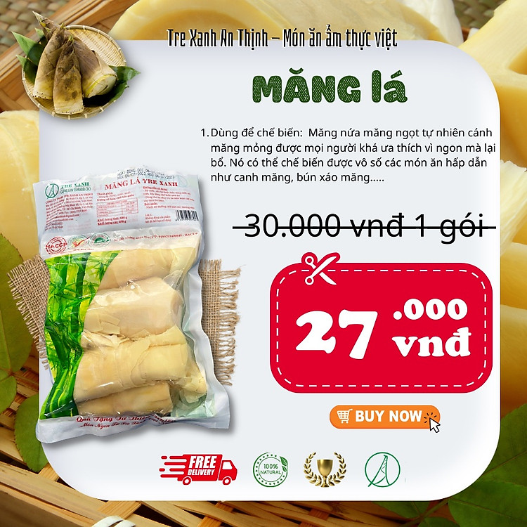 Măng Lá Búp Tre Xanh An Thịnh 500g Măng Sạch Tươi