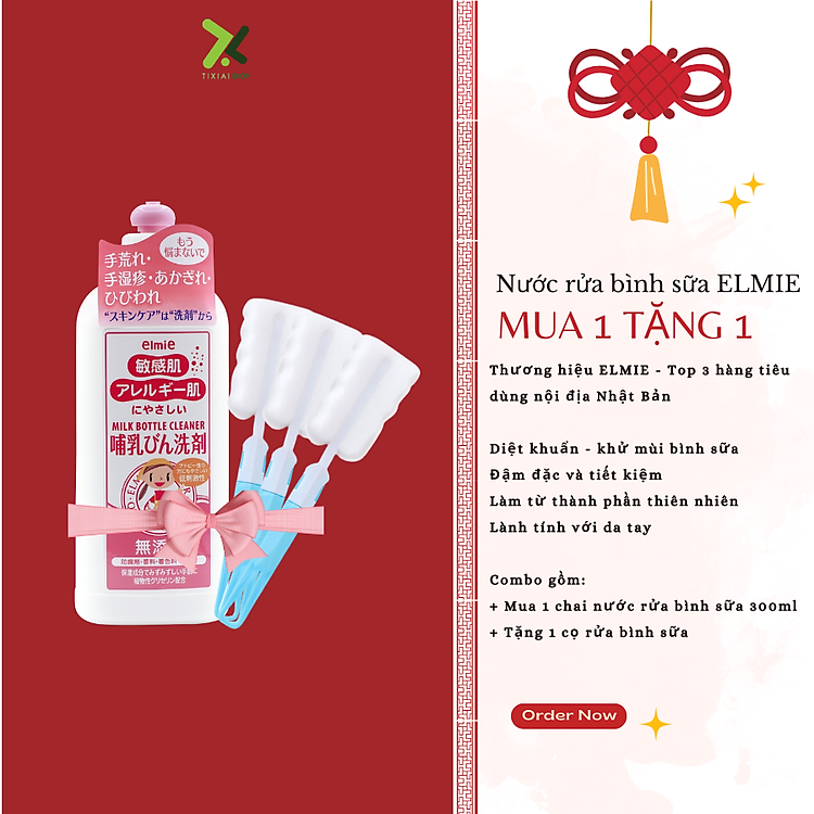 Nước rửa bình sữa Elmie 300ml Chính hãng Giá rẻ - Hình ảnh 2