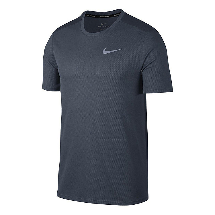 Áo Tay Ngắn Thể Thao Nam As M Nk Df Brthe Run Top Ss 904636-471 - Xám Đen - Hàng Chính Hãng