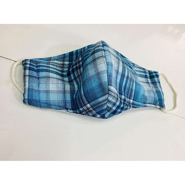 KHẨU TRANG DÀY VẢI KẺ COTTON COMBO 5 CÁI NHIỀU MÀU