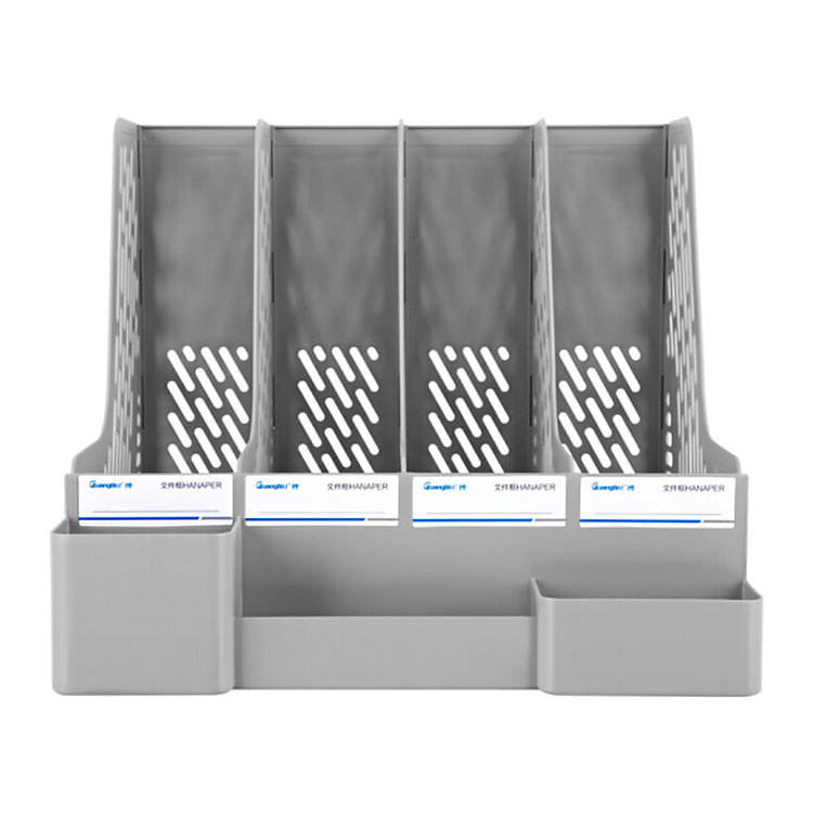 Giá hồ sơ 4 ngăn có ống cắm Guangbo (Ghi) - Ảnh 2