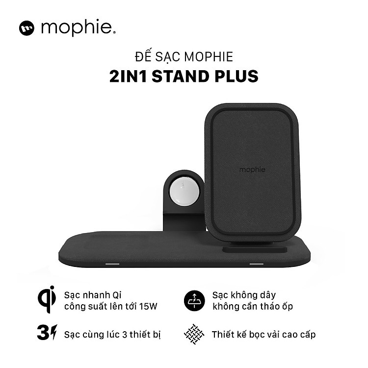 Đế sạc không dây Mophie 2in1 Stand Plus - Hàng chính hãng