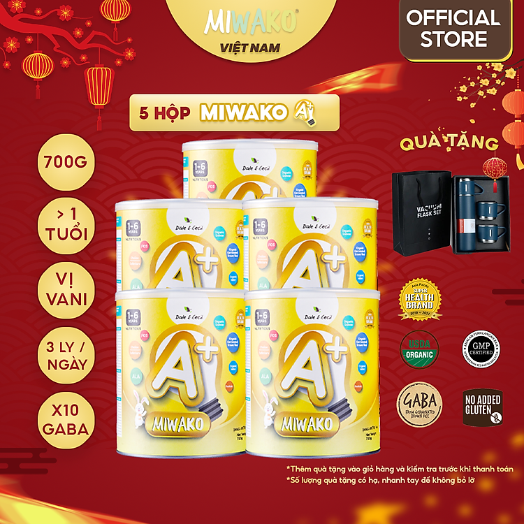 Mua Combo 5 Hộp Sữa Hữu Cơ Miwako A+ Vani Tin cậy Tiết kiệm