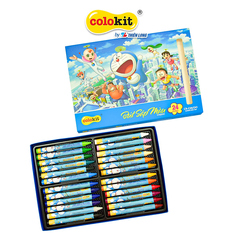 Sáp 24 màu Thiên Long Colokit Doraemon CR-C06/DO