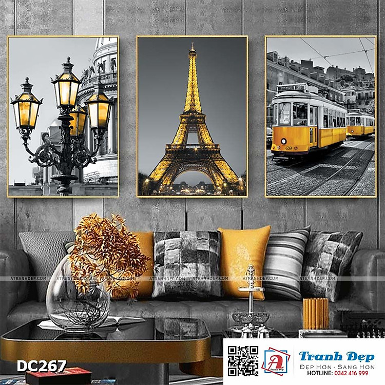 Bộ 3 tranh canvas treo tường Decor Phong cảnh Châu Âu - DC267