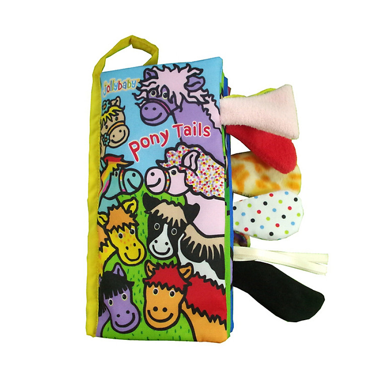 Jollybaby early education educational toys 6-12 months baby 0-1-3 years old infant toys ring paper children's toys tear not bad stereo tail cloth book (pony tail cloth book)