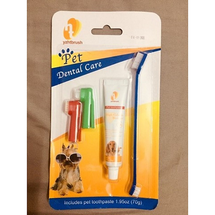 Bộ bàn chải và kem đánh răng cho thú cưng 70g