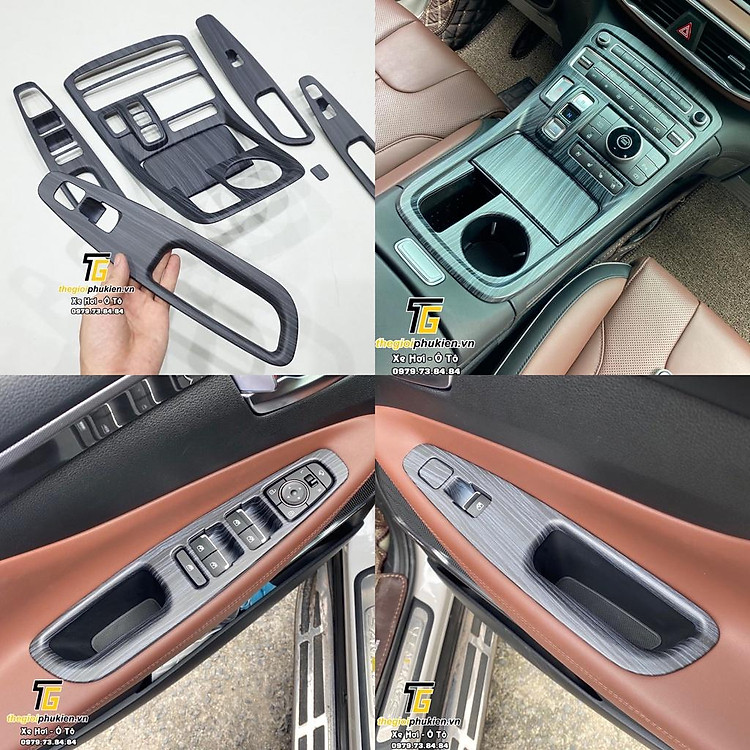 Ốp chống xước nội thất vân đá Hyundai Santafe 2021 Cao cấp