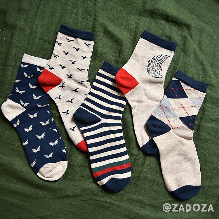 Bộ 5 đôi tất nam cổ trung cotton P3MEN05