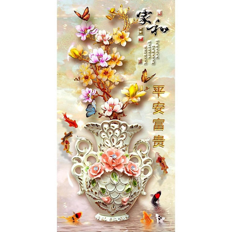 Tranh dán tường Binh hoa mai tài lộc UD0563