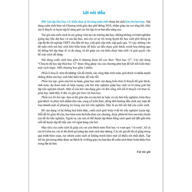 500+ Bài Tập Hóa Học 12: Kiến thức và Kĩ năng mấu chốt - Ảnh 2