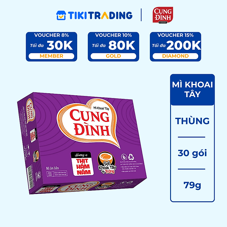 Thùng 30 Gói Mì Cung Đình Hương Vị Thịt Hầm Nấm (79g/Gói)