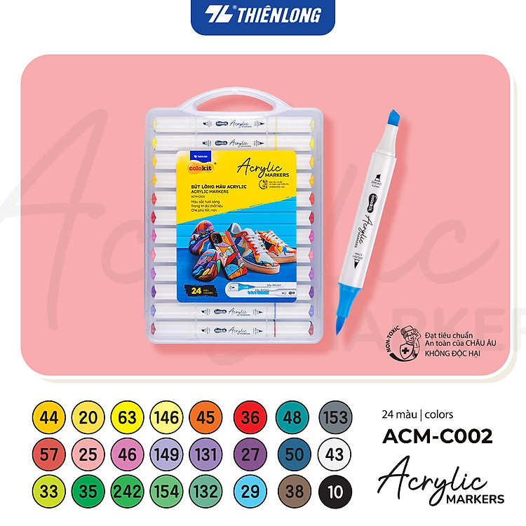 Bút Sơn Thiên Long Colokit 24 Màu (Acrylic Markers 2 đầu ngòi) - Ảnh 2