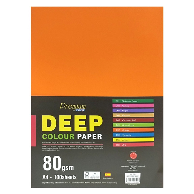 Tập Giấy Màu Campap A4 CA4706 - 80gsm - Màu Cam