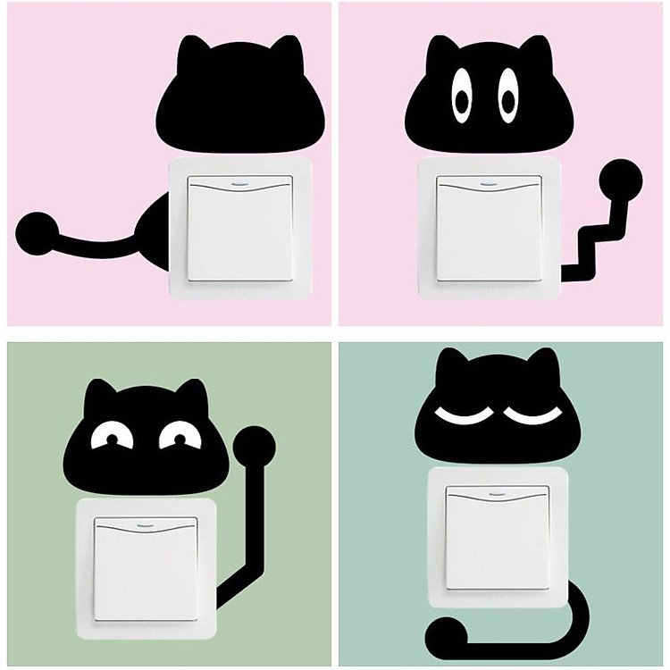 Hình Dán Công Tắc Mèo Đen (10 cái) - Ảnh 3