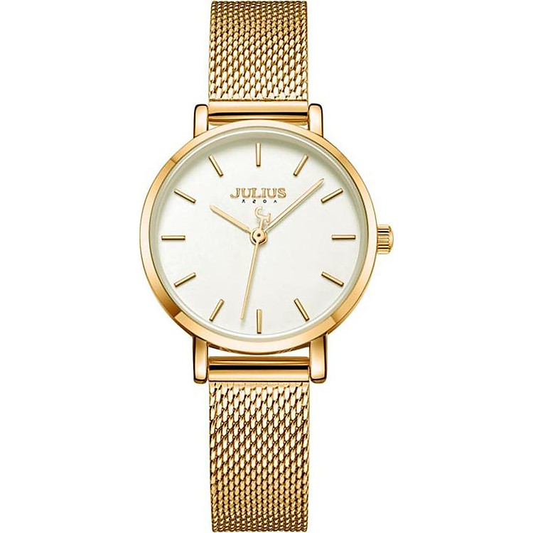 Đồng Hồ Nữ Julius Hàn Quốc JA-1164LF Dây Thép Màu Vàng