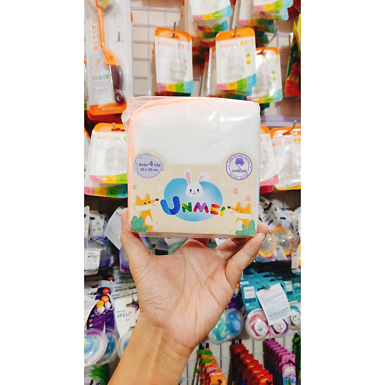 Khăn sữa Cotton 4 lớp Unmei cho trẻ Chính hãng Giá rẻ - Hình ảnh 5