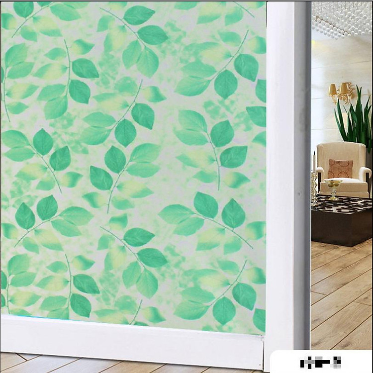 Cuộn 5m x 60cm Decal dán kính mờ PVC (có sẵn keo dán) - LÁ XANH ĐẬM PK02