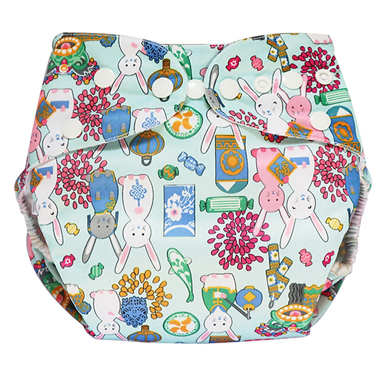 Tã vải Ngày Siêu chống tràn BabyCute size M (8-16kg) (Vỏ + Lót) - Họa tiết bé gái