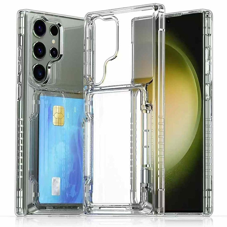 Ốp Lưng Cho Samsung Galaxy S25 Ultra / S25 Plus / S24 Ultra / S24 Plus / S23 Ultra Trong Suốt Chống Sốc Có Ngăn Để Thẻ Làm Giá Đỡ