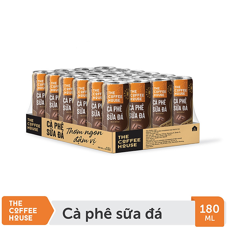 Thùng 24 Lon cà phê sữa đá The Coffee House (180ml/Lon)