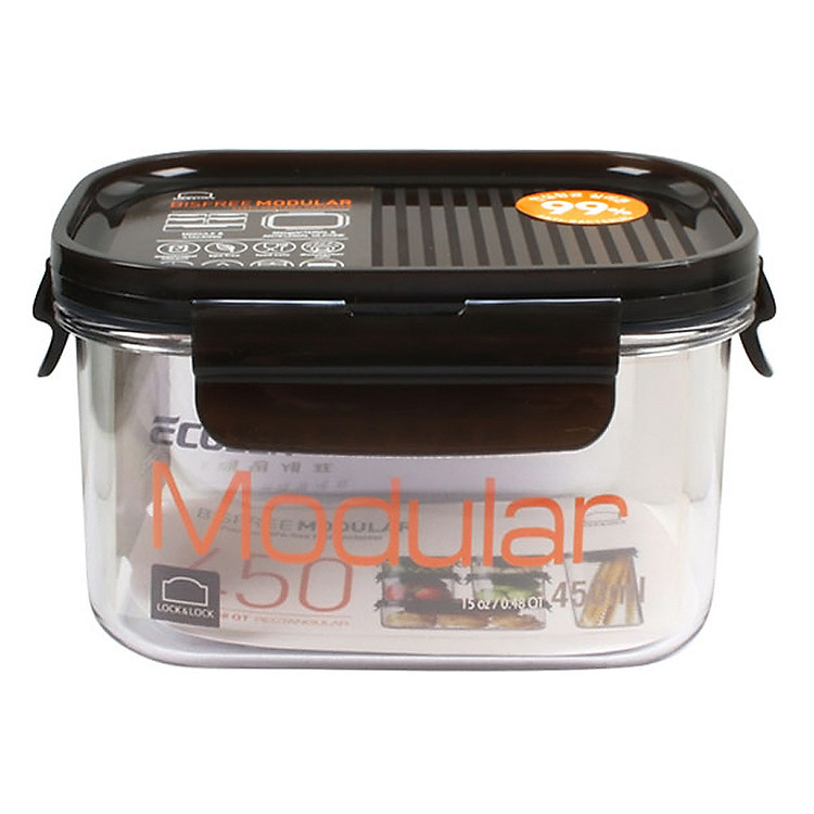 Hộp Bảo Quản Thực Phẩm Hình Chữ Nhật Lock&Lock Bisfree Modular LBF402 (450ml) - Nâu
