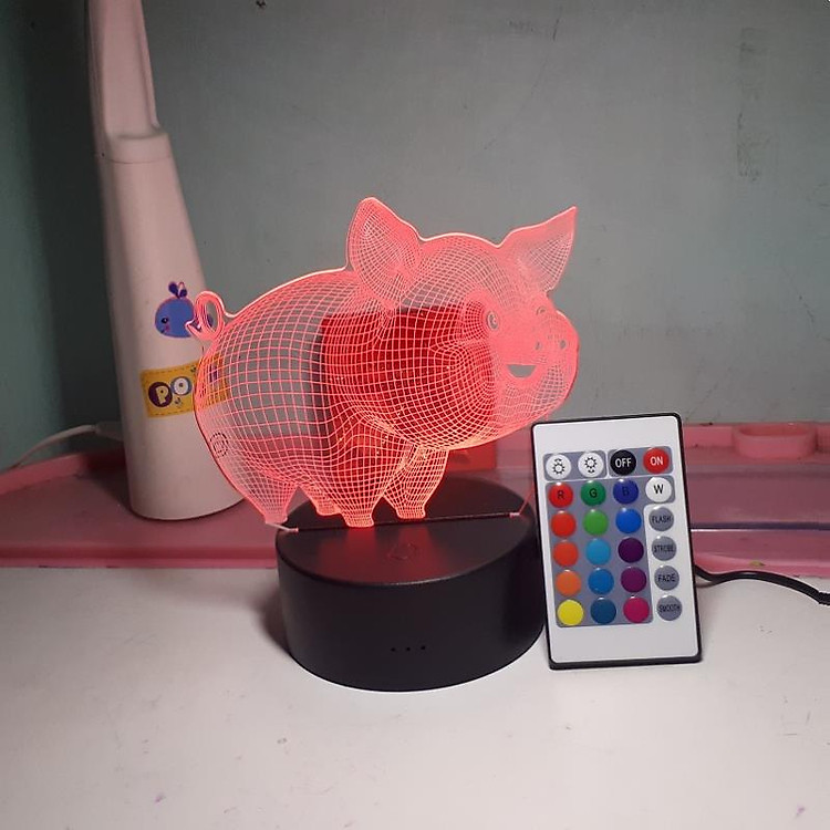 Đèn ngủ trang trí LED 3D 16 màu mini có điều khiển