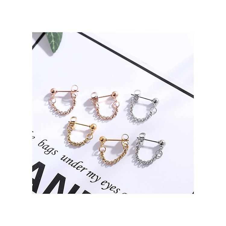 Bông Tai Nữ Cá Tính Titan Không Đen TT 2402 - 1 Cặp