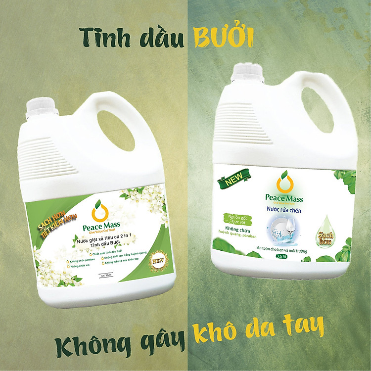 Combo Nước Giặt Xả & Rửa Chén Peace Chính hãng Tiết kiệm - Hình ảnh 2
