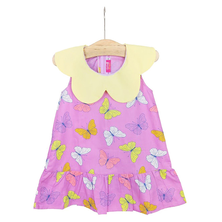 Đầm Đuôi Cá Cổ Hoa Bé Gái In Hình Bướm CucKeo HC 235 - Tím