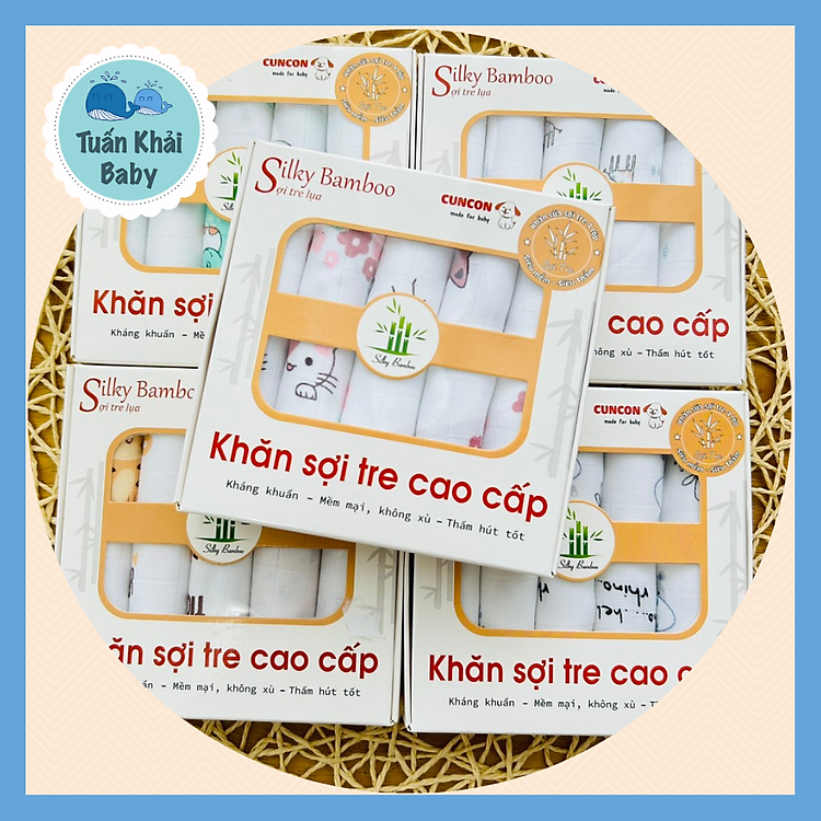Mua tại Lazada: Khăn Sữa Sợi Tre Cao Cấp CUNCON Chính hãng, giá tốt