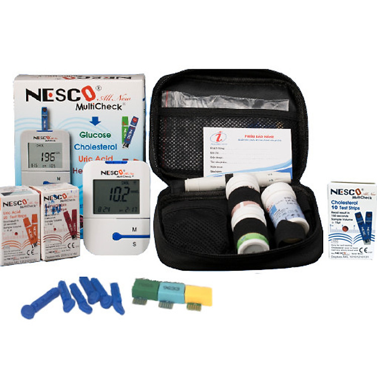 Máy đo đường huyết, mỡ máu, gút 3 trong 1 Glucose - Cholesterol - Uric Acid NESCO MultiCheck