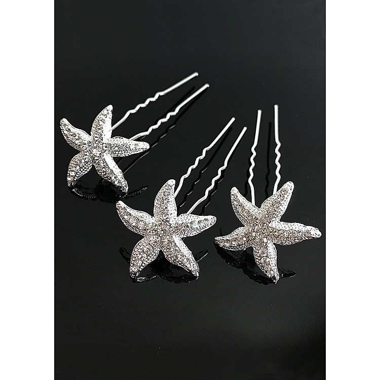 Combo 3 trâm cài tóc hình sao biển phụ kiện tóc cô dâu