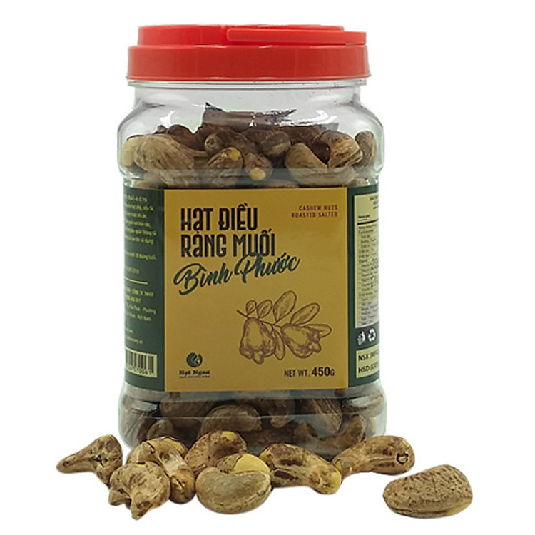 Hạt Điều vỏ lụa rang muối Bình Phước, loại A - Hộp 450g, chuyên dùng biếu tặng