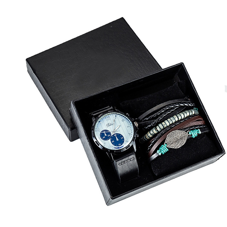 Combo Ldk.ai Quà tặng sinh nhật cho bạn trai/chồng 4 món đồ gồm Đồng Hồ-3Vòng Tay - Hàng Nhập Khẩu