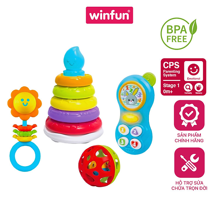 Bộ 4 đồ chơi sơ sinh Winfun 3035-NL Chính hãng Tiết kiệm