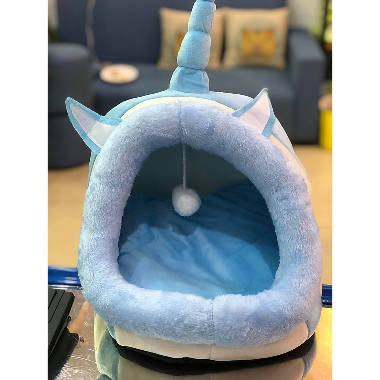 Nhà nệm sừng tê giác cao cấp màu xanh biển cho thú cưng - Sản phẩm cao cấp dành cho thú cưng