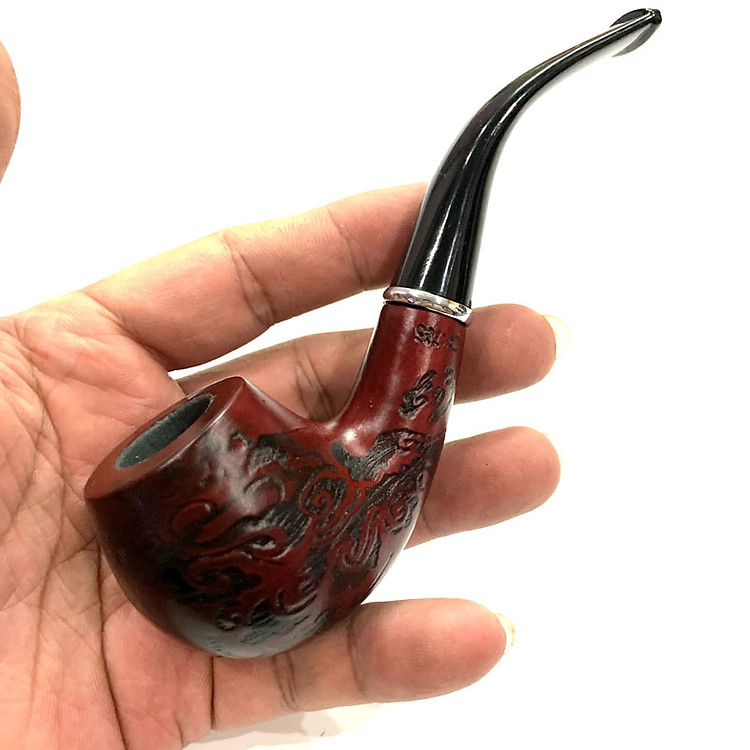 Tẩu Lọc Hút Thuốc Gỗ Tự Nhiên Khắc Hoa Văn Cổ Điển - Ảnh 4