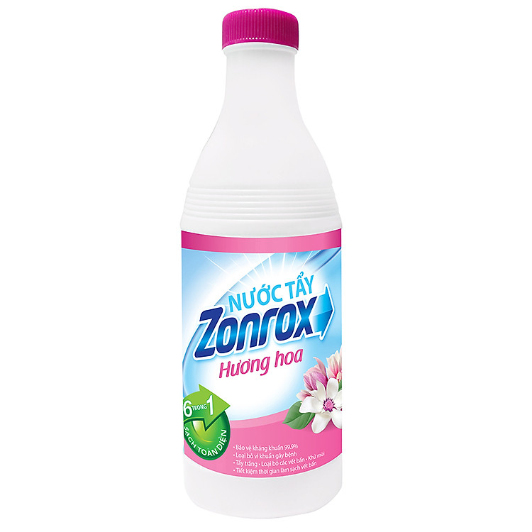 Nước Tẩy Trắng Diệt Khuẩn Zonrox Hương Hoa Cỏ 500ml - Tím