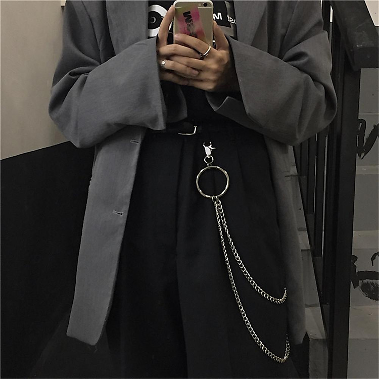 Dây mắt xích trang trí quần bằng kim loại phong cách Hip Hop cá tính