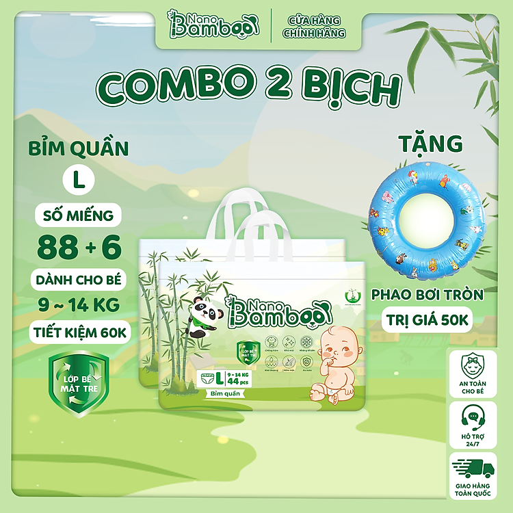 COMBO 2 Bịch Tã Quần Nano Bamboo Chính hãng Tiết kiệm