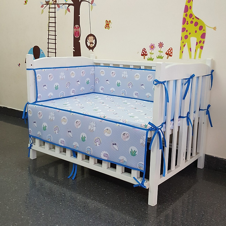 Bộ quây cũi và ga vải bọc đệm cũi cho bé kt 70x120 cm