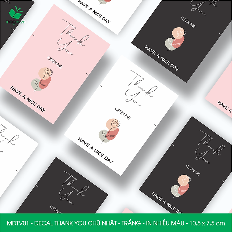Decal Thank You hình chữ nhật (10.5x7.5 cm, 500 cái) - Ảnh 3