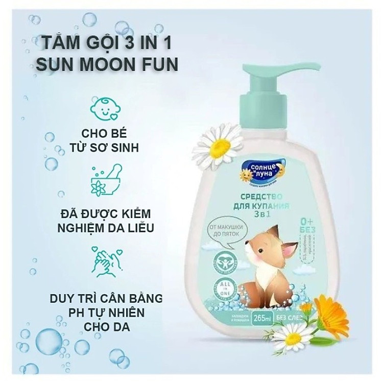 Sữa tắm gội 2in1 Sun & Moon 265ml Chính hãng Tiết kiệm - Hình ảnh 3