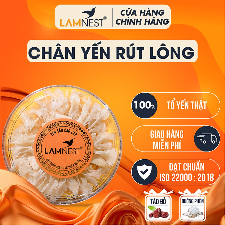 Chân yến Yến sào cao cấp Lamnest Tổ yến nguyên chất 100% (Tặng táo đỏ, đường phèn)