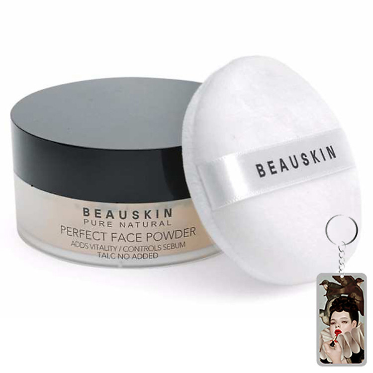 Phấn phủ bột Beauskin Perfect Face Powder Hàn Quốc 30g #21 Natural Beige tặng kèm móc khoá