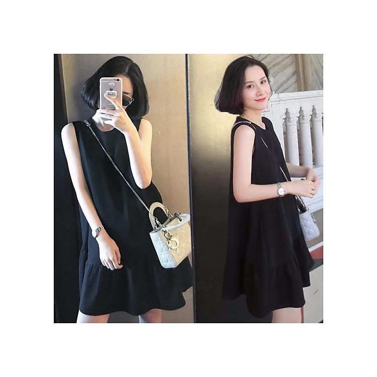 Đầm hạ eo đen nhúng đuôi cá