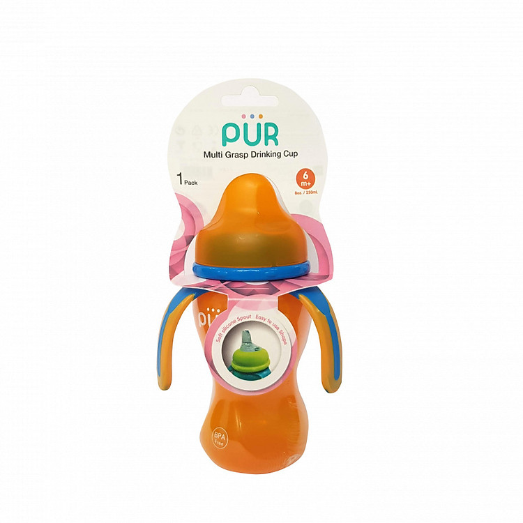Cốc (bình) tập uống Pur 250ml có quai nhập khẩu Thailand cho bé (đa màu)